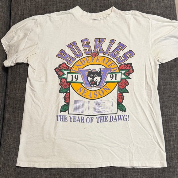 Vintage Other - Vintage 1991 Washington Huskies “Undefeated Season – Year of the Dawg” Tee